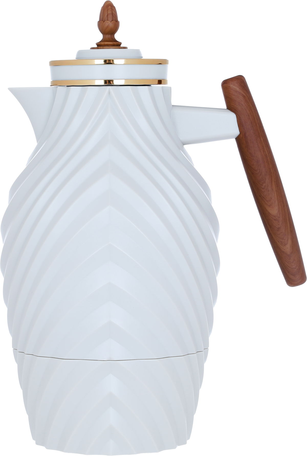 Everest Noora Thermos, 1 liter, wooden handle, thermal glass inner shell, plastic outer shell - light gray product image 1