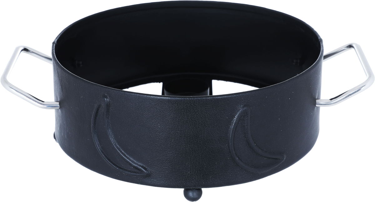 Al Saif Gallery Steel Food Warmer, 14 x 18 x 26 cm, Round, Double Bowl, Crescent Pattern, Small - Black product image 2