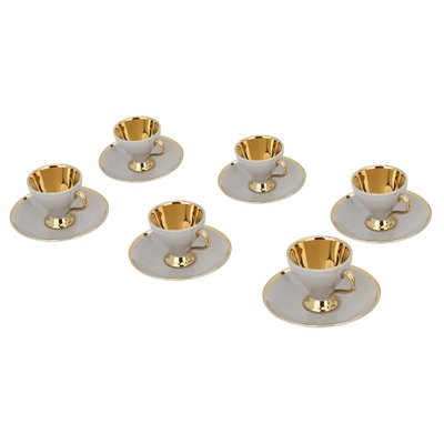 طقم فناجين قهوة تركي مع صحون سيراميك السيف غاليري، 12 قطعة - كابتشينو ذهبي product image 2