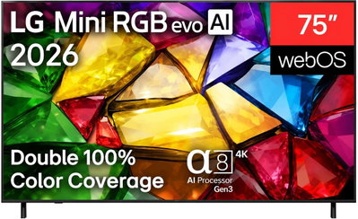 LG 75MRGB85B6C Mini RGB smart TV, 75 Inch, 4K, 144Hz - Black product image 1