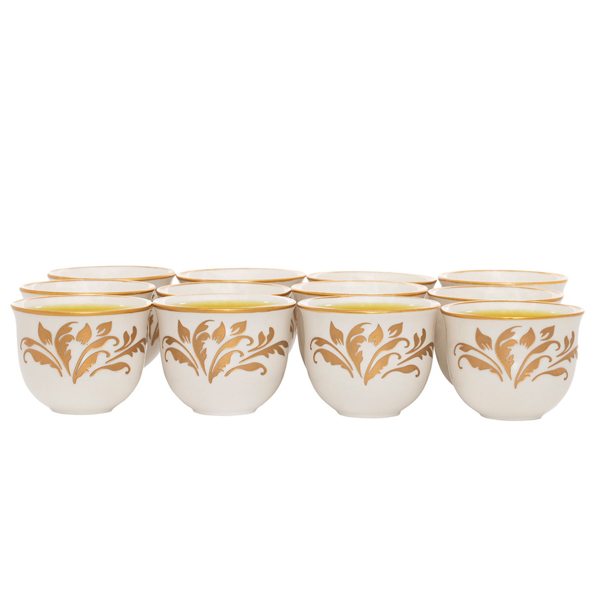 Al Saif Gallery porcelain Arabic coffee cups set, leaf pattern, 12 pieces - white product image