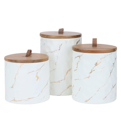 طقم علب بهارات بورسلان السيف غاليري، 3 قطع - أبيض بني product image 2