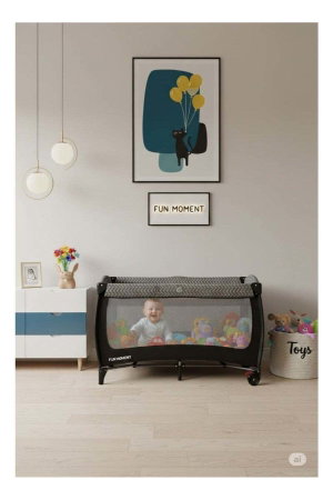حظيرة لعب اطفال فان مومنت، 125×65 سم، مع ناموسية - اسود product image 2