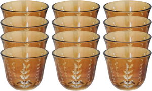 طقم فناجين قهوة سعودي زجاج السيف غاليري، 12 قطعة، مشجر - ذهبي شفاف product image