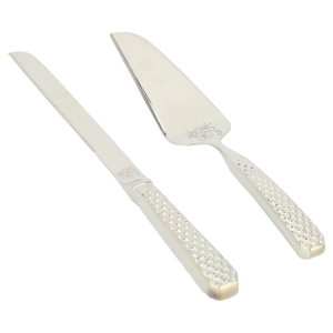 Al Saif Gallery Steel Cake Serving Set, 2 Pieces - gold Silver product image