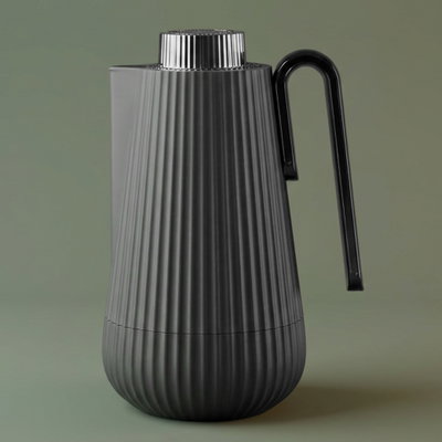 ترمس سمو جلوري، 0.7 لتر، يد نيكل، الخامة الداخلية زجاج، ضغاط - رمادي غامق اسود لامع product image 1