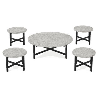 طقم طاولات خشب MDF و معدن، 5 قطع - اسود رمادي product image 3