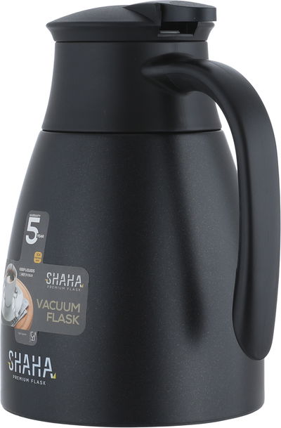 ترمس شاها، 1 لتر، خامة داخلية استيل، هيكل خارجي استيل، ضغاط - اسود product image 2