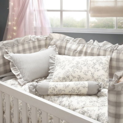 طقم لحاف اطفال مريم قطن، 9 قطع، 145x95 سم - رمادي product image 4