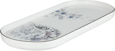 Al Saif Gallery Porcelain Dessert Serving Dish, Silver Floral Pattern, 31x14x2 cm - Multicolor product image 2
