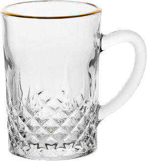 طقم بيالات شاي زجاج ماكس السيف غاليري، بخط ذهبي، 6 قطعة - شفاف product image 2