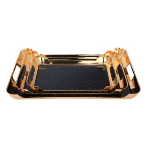 طقم طوفريات استيل بحواف ذهبي السيف غاليري، 3 قطع، مستطيل - أسود product image 2