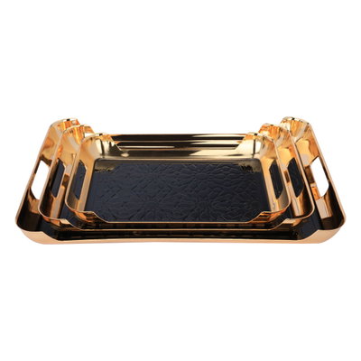 طقم طوفريات استيل بحواف ذهبي السيف غاليري، 3 قطع، مستطيل - أسود product image 2