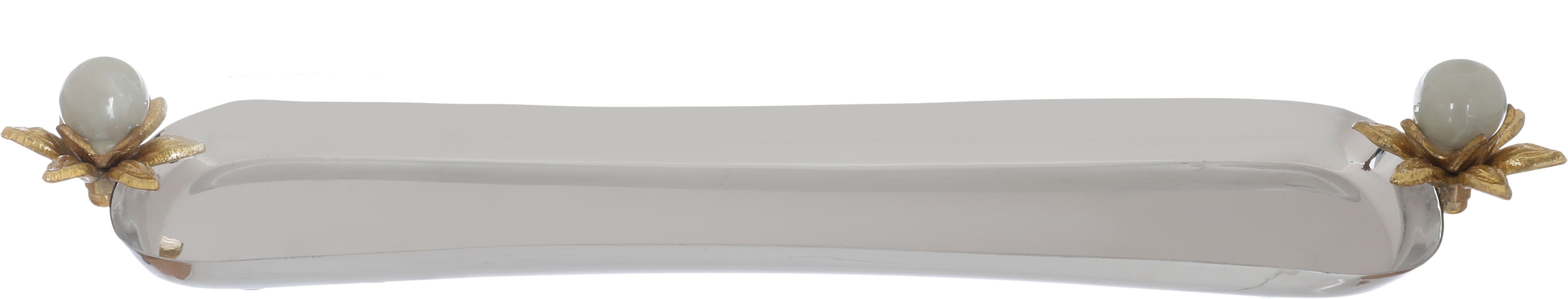 tray presented with the hand of a rose from Estelle Al Saif Gallery, 36 x 8 x 2 cm, oval, small - silver product image