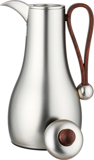 Al Saif Gallery Gheem Thermos Set, 2 Pieces, 1/1 Liter, Glass Inner Container, Wooden Handle - Silver product image 5