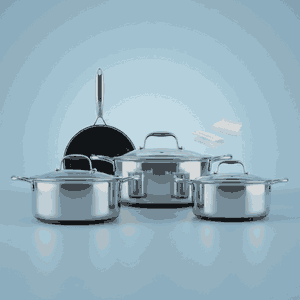طقم قدور ستانلس ستيل زجاج كوكسل، 7 قطع، غطاء زجاج - فضي شفاف product image
