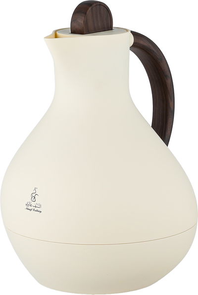 Al Saif Gallery Layal Thermos Set, 0.6/0.9 Liter, 2 Pieces, Glass Interior, Plastic Exterior, Wooden Handle, Push Button - Creamy Wooden product image 8