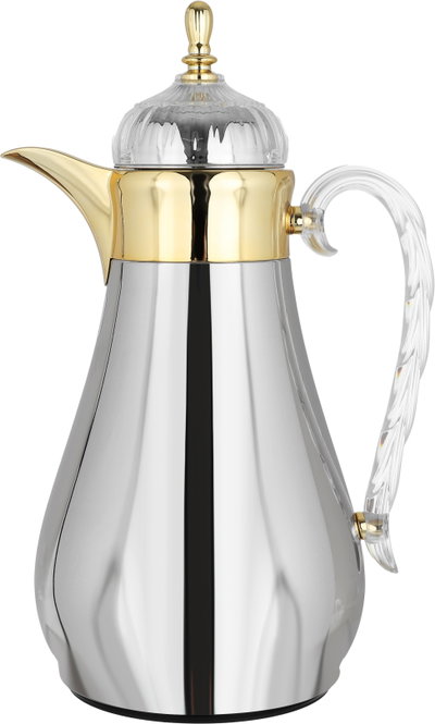Al Saif Gallery AlHanouf thermos set with tray, 3 pieces - silver and gold product image 3