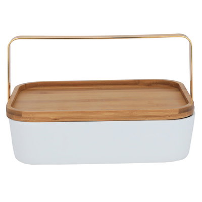 Alsaif Gallery plastic and wood serving box, divided - white product image 4