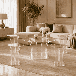 طقم طاولات اكريلك و زجاج، 5 قطع - شفاف product image