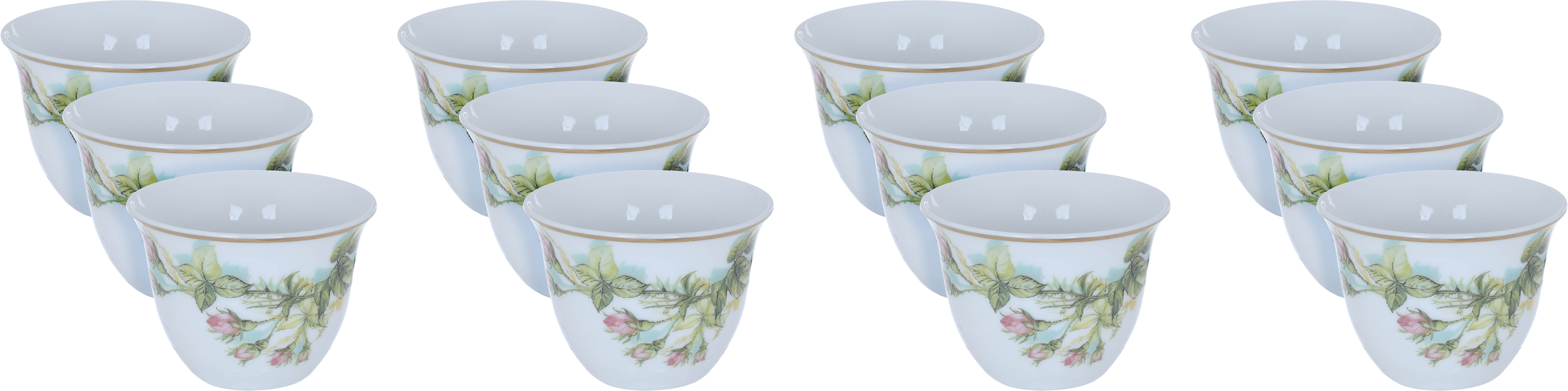 Al Saif Gallery Porcelain Arabic Coffee Cups Set, 12 Pieces - White product image