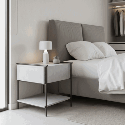 كومدينه خشب ام دي اف، 50×50×47.8 سم، 1 درج و رف - رمادي فاتح product image 2