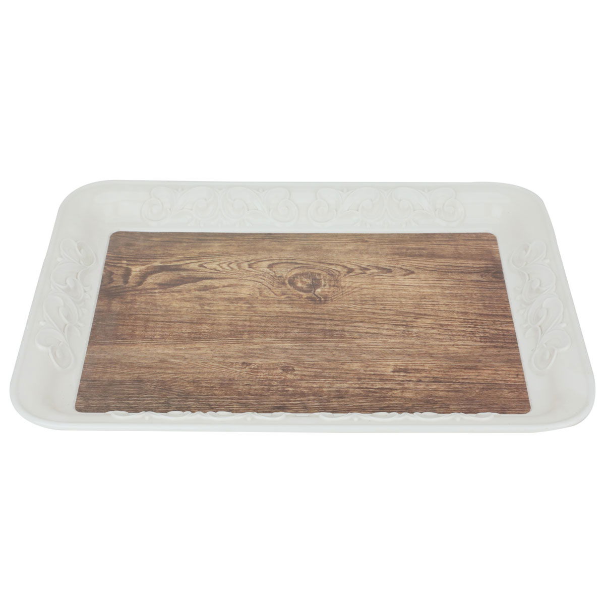 طوفرية ميلامين السيف غاليري، 40×30×3 سم، مستطيل، نقش خشبي - أبيض product image 2