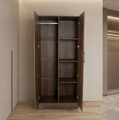 خزانة ملابس خشب MDF، 54×80×200 سم 2 باب - بني product image 2