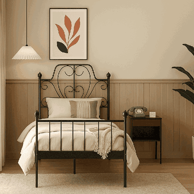 سرير حديد مفرد، 100×90×190 سم - اسود product image 3