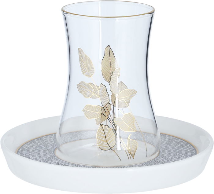 طقم تقديم بيالات شاي زجاج السيف غاليري، 12 قطعة - أبيض product image 2