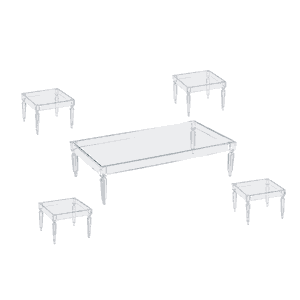 طقم طاولات اكريلك و زجاج، 5 قطع - شفاف product image 2