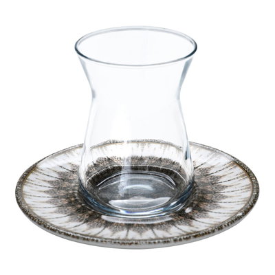 Al Saif Gallery Set of tea bales and coffee cups, Arabic Crystal, 18 pieces - silver product image 1