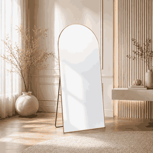 مراية ستاند زجاج، 180×80 سم، ستاند معدن - ذهبي product image