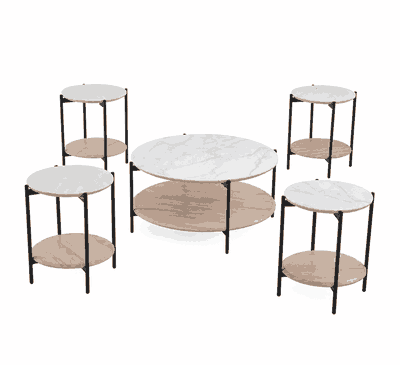 طقم طاولات خشب MDF و معدن، 5 قطع - اسود رمادي product image 2