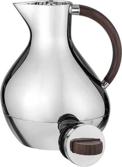 Al Saif Gallery Layal Thermos Set, 0.6/0.9 Liter, 2 Pieces, Glass Interior, Plastic Exterior, Wooden Handle, Push Button - Wooden Silver product image 9