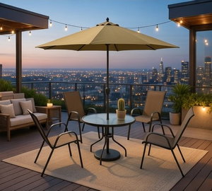 طاولة مظلية حديد ،100×100×75 سم، 4 كراسي - بني product image 2
