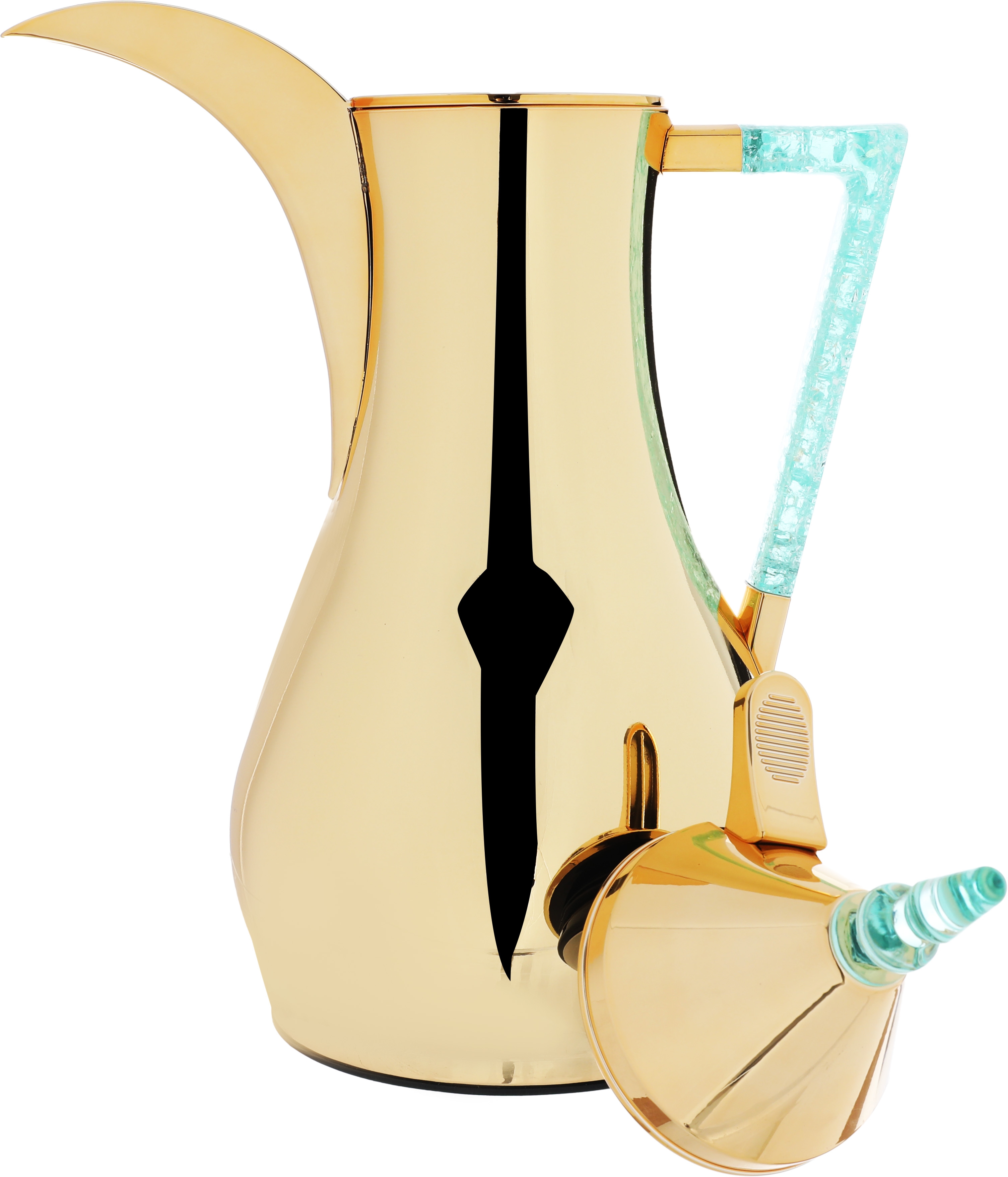 Al Saif Gallery thermos set, 1 liter, crystal handle, thermal glass inner case, steel outer case - gold product image 2