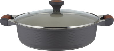 طقم قدور داي كاست الومنيوم روبوست، 9 قطع، غطاء زجاج، يد سيليكون - رمادي غامق product image 6