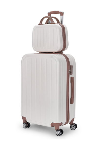 طقم شنط سفر ABS ليمرا، 5 مقاسات، 4 عجلات، زاويه 360 درجة، LMA-1126 - بيج ذهبي product image 2