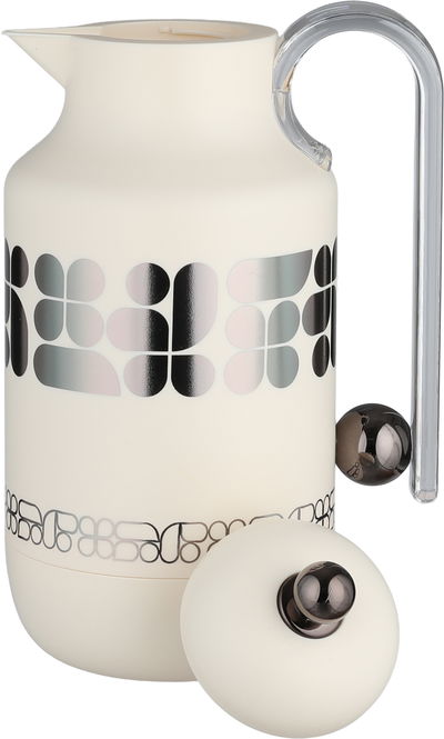 Al Saif Gallery Kkozami Thermos, 1 Liter, Glass Interior, Transparent Handle, Push-Button Lid - Cream Black product image 4