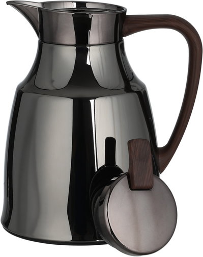 Al Saif GalleryAl-Diriyah Thermos, 0.5 Liter, Glass Inner Container, Stainless Steel Outer Body, Self-Service, Push-Button - Glossy Black Dark Wood product image 5