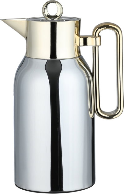 Al Saif Gallery Al Durra Thermos Set, 1/1 Liter, 2 Pieces, Glass Inner Container, Push Button, Gold-Silver Handle product image 6