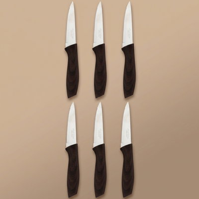 طقم سكاكين استيل السيف غاليري، 3.5 بوصة، 6 قطع - بني غامق product image 1