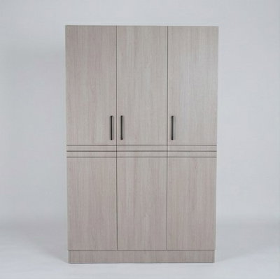 خزانة ملابس خشب MDF، 54×160×200 سم 3 ابواب - رمادي فاتح product image 3