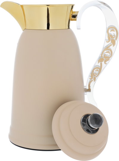 Al Saif Gallery Qamar thermos set, 1 liter, thermal glass inner container, steel outer shell - beige product image 8