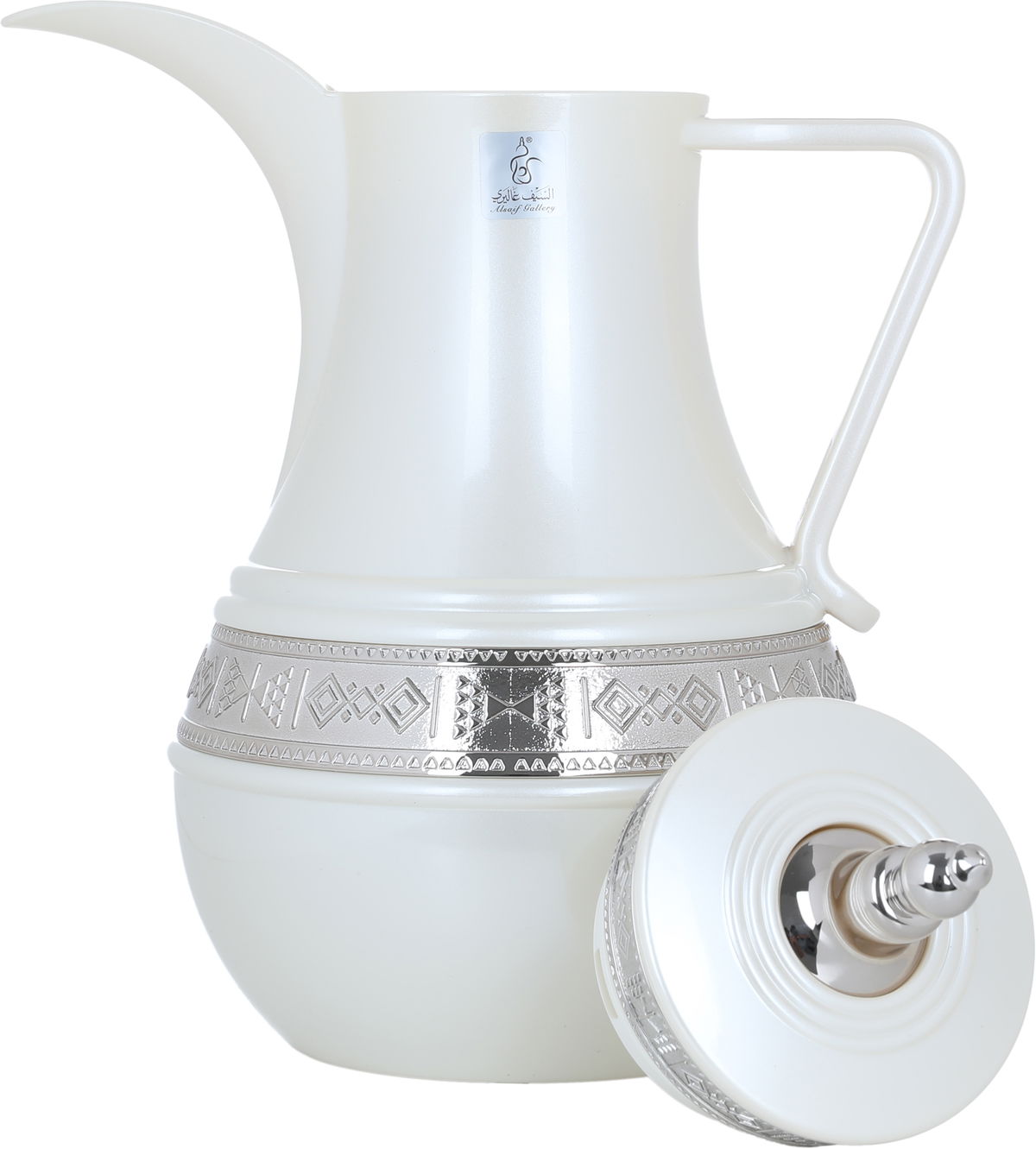 Al Saif Gallery Amal thermos set, 1 liter, thermal glass inner shell, plastic outer shell - white product image 5