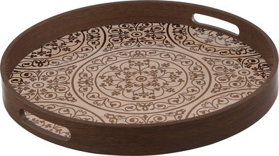Al Saif Gallery Wooden Tray Set, Round, 2 Pieces - Wood Brown product image 3