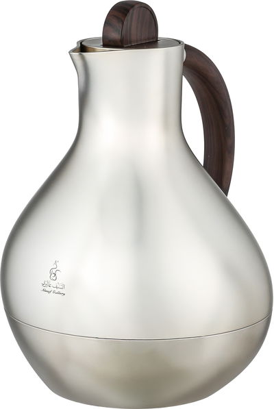Al Saif Gallery Layal Thermos Set, 0.6/0.9 Liter, 2 Pieces, Glass Interior, Plastic Exterior, Wooden Handle, Push Button - Wooden Silver product image 4