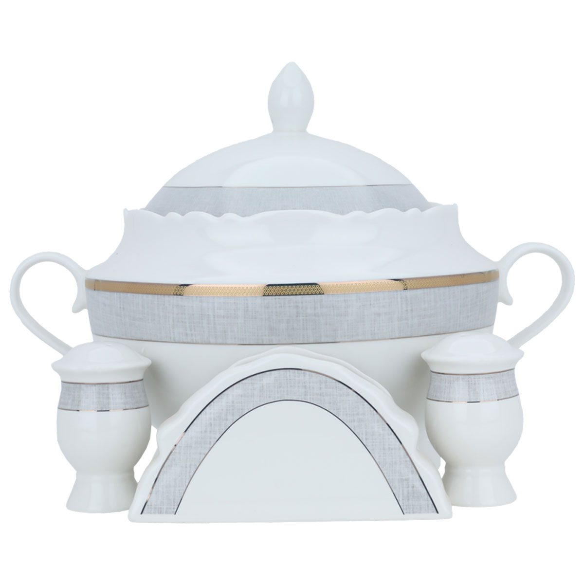 طقم سفرة بورسلان السيف غاليري، 65 قطعة، دائري - أبيض product image 2