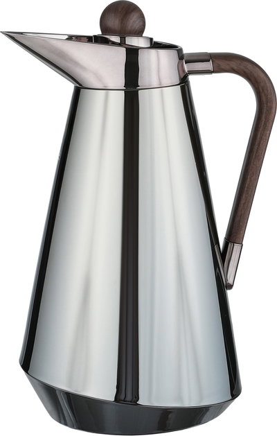 Al Saif Gallery Tarif Thermos Set, 1/0.7 Liter, Glass Interior, 2 Pieces, Dark Wooden Handle, Push-Button Lid - Black product image 3
